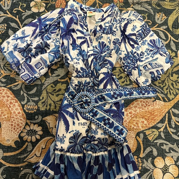 FARM Rio Blue and White Patterned Dress - Picture 3 of 5